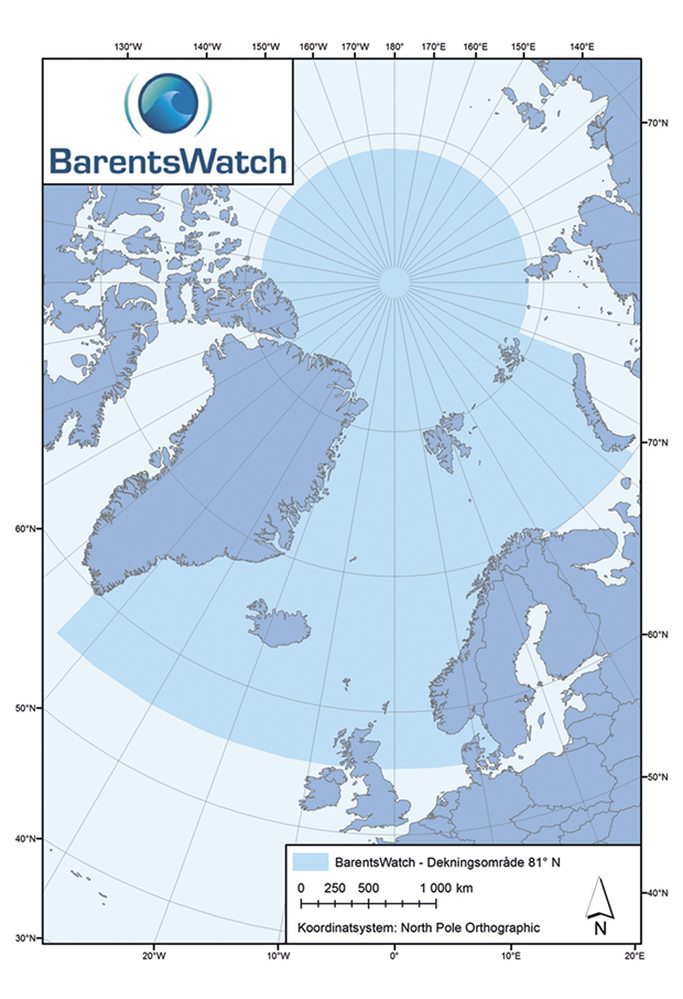 Figur 5.7
Illustrasjon av dekningsområdet til BArentsWatch.