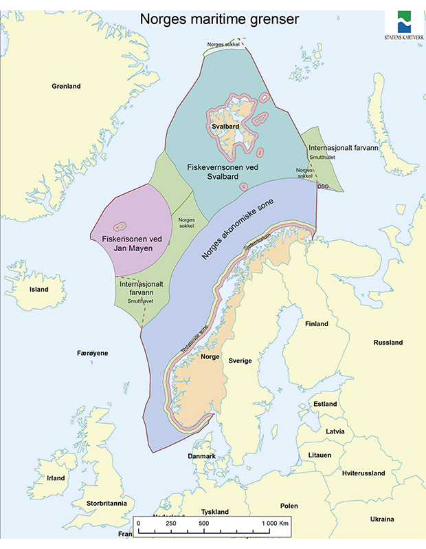 Figure 3.1 Norway’s maritime boundaries