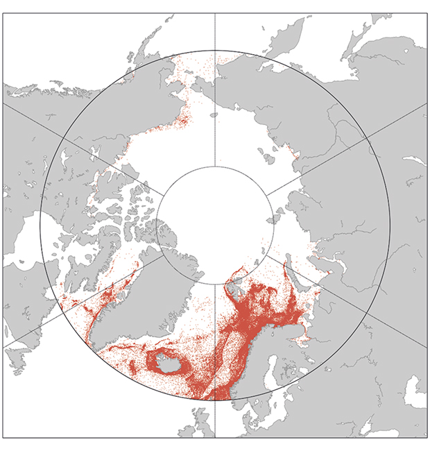 Figure 4.2 Fishing north of 60 degrees latitude (1 Oct. 2010–1 Oct. 2012)