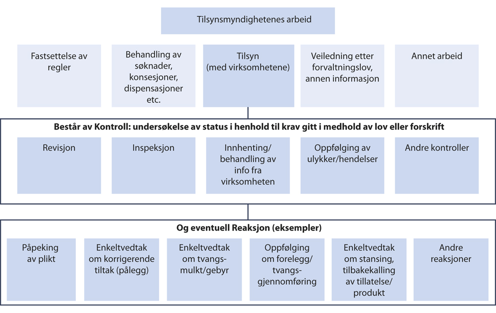 Figur 7.1 Grafisk fremstilling av tilsynsmyndighetens arbeid og begrepsapparat.