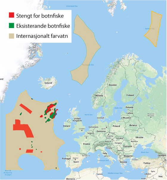 Figur 2.5 NEAFC si stenging av botnfiske i internasjonalt farvatn