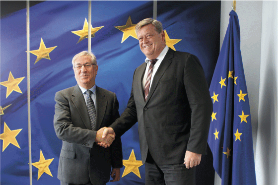 Figur 3.7 Kontakt med EU og EU sine medlemsland er viktig. Fiskeriminister Harald T. Nesvik møtte EU sin Kommisær for miljø, maritime saker og fiskeri Karmenu Vella i Brussel