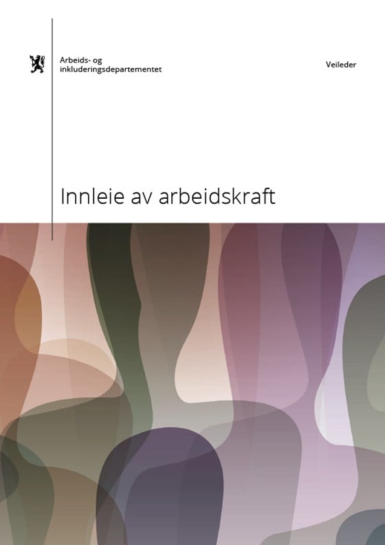 Forsidebilde på veileder Innleie av arbeidskraft. Grafiske silhuetter av mennesker. 