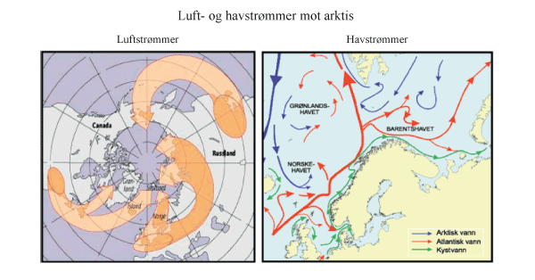 Figur 6.11 Luft- og havstrømmer mot Arktis