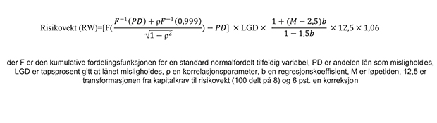 Figur 3.19 Formel for beregning av risikovekt