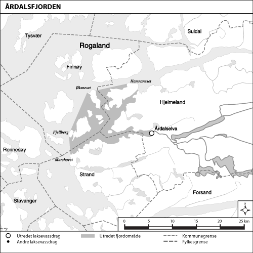 Figur 1.14 Kart over det utredete området Årdalsfjorden