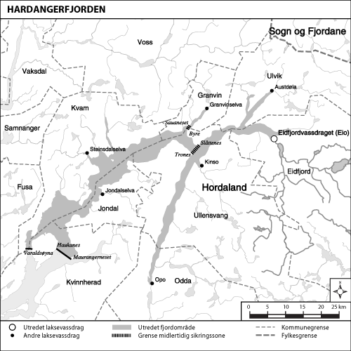 Figur 1.16 Kart over det utredete området Hardangerfjorden