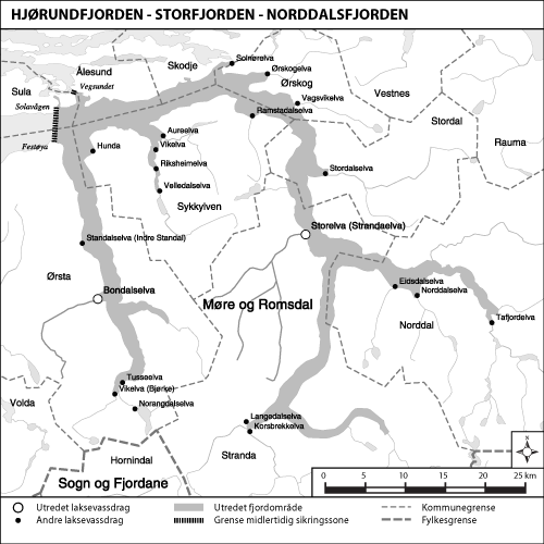 Figur 1.17 Kart over det utredete området Hjørundfjorden–Storfjorden–Norddalsfjorden