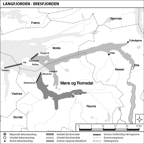 Figur 1.18 Kart over det utredete området Langfjorden–Eresfjorden
