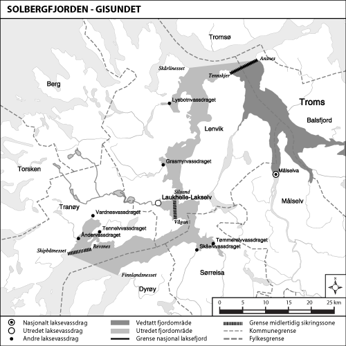 Figur 1.22 Kart over det utredete området Solbergfjorden–Gisundet
