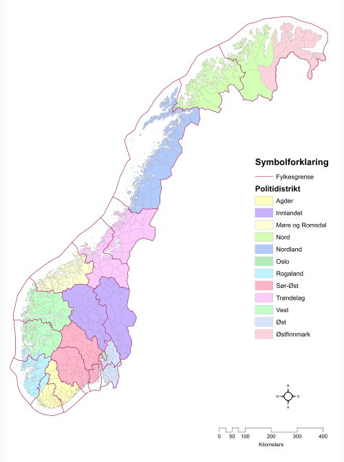 Figur 12.1 Ny Politidistriktsinndeling