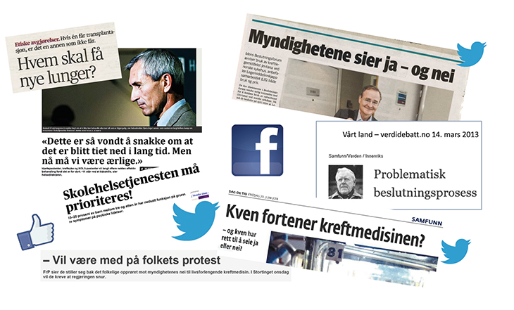 Figur 5.1 Faksimiler av overskrifter om prioritering fra ulike aviser