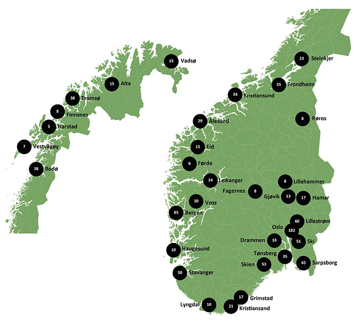 Figur 14.2 Regjeringa sitt forslag til lokalisering