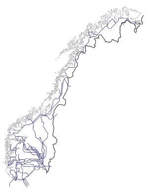 Figur 2.3 Kart over sentralnettet i Norge