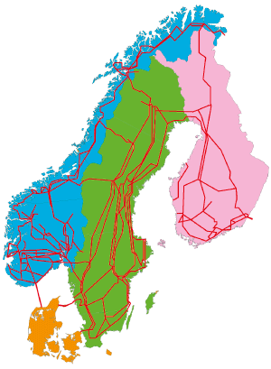 Figur 6.6 Kart over overføringsnett i Norden