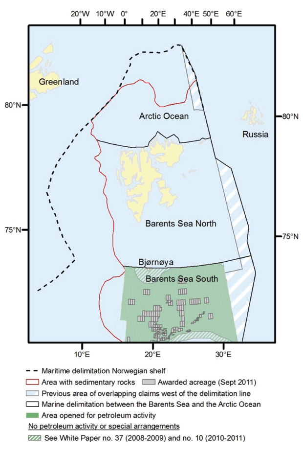 Figur 6.8 The Barents Sea North and the Arctic Ocean.