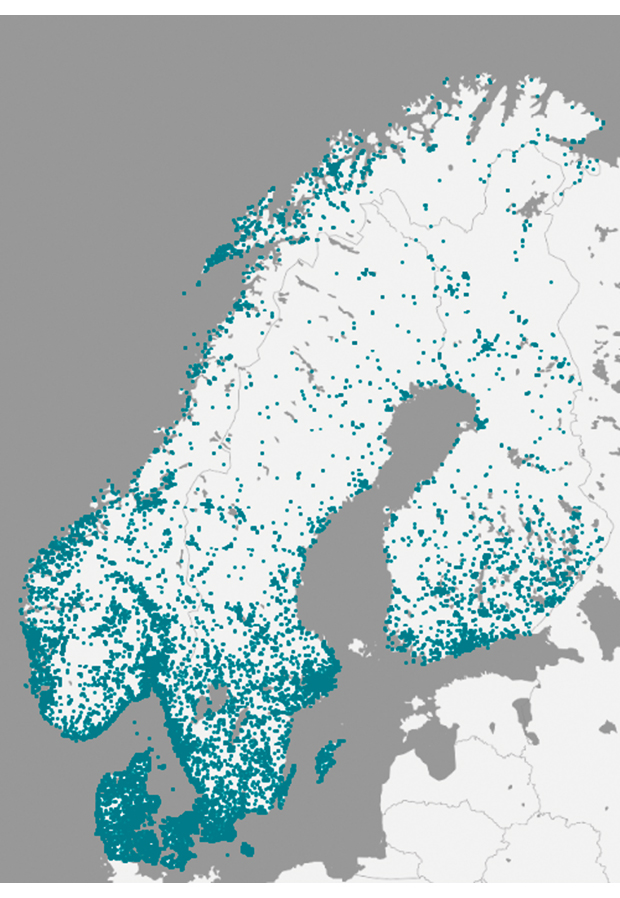 Figur 7.2 Airbnb-boliger i nordiske land i 2016