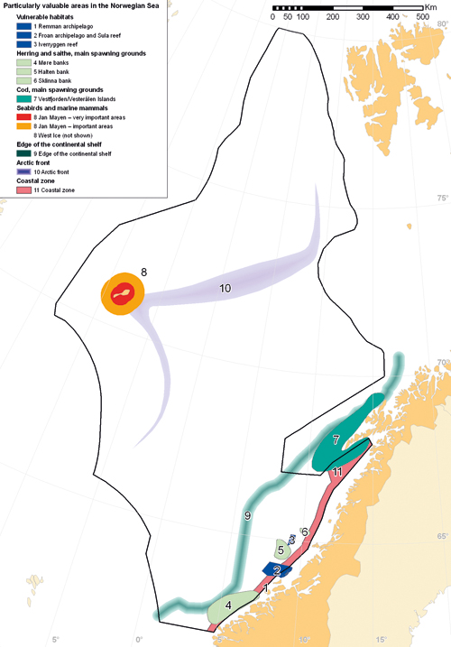 Figure 3-10.EPS Particularly valuable and vulnerable areas in the Norwegian
Sea