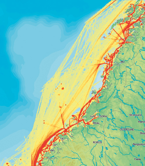 Figure 4-6.EPS Ship traffic in October 2008, based on AIS data.