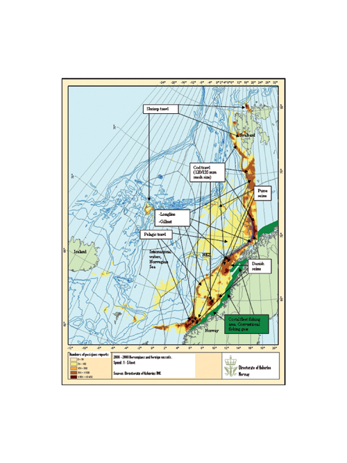 Figure 5-5.EPS Map of the most important fisheries in the Norwegian Sea during
the year