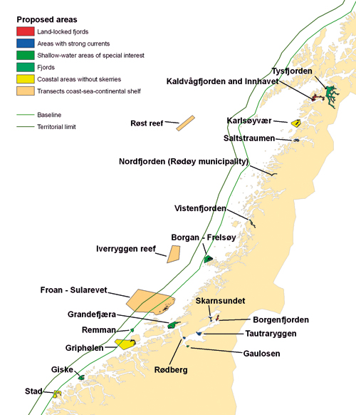 Figure 7-1.EPS Areas of the Norwegian Sea management plan area proposed by
its advisory committee for inclusion in the national marine protection
plan