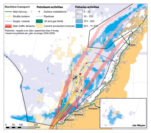 Figure 8-3.EPS Overview of maritime transport, petroleum activities and fisheries
activities in the Norwegian Sea