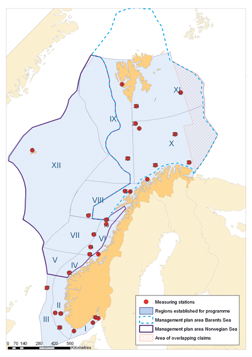 Figure 9-4.EPS Measuring stations for the Marine Pollution Monitoring Programme
in the Norwegian Sea