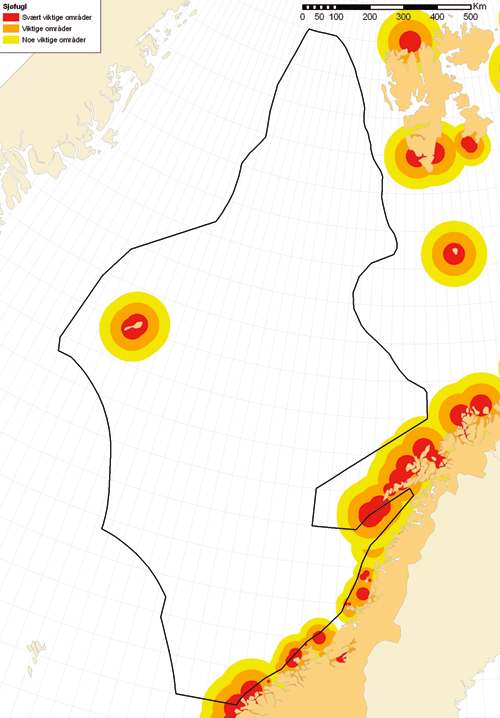 Figur 3.9 Sjøfuglkolonier i Norskehavet