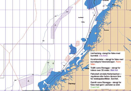 Figur 7.2 Kart over marin områdeforvaltning i fiskerisektoren
i Norskehavet