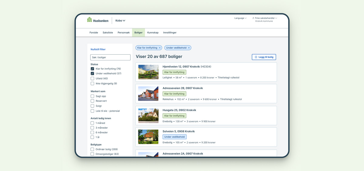 Figur 7.8 Illustrasjon av Kobo – digitalt system for kommunale bustader og bustadsosialt arbeid