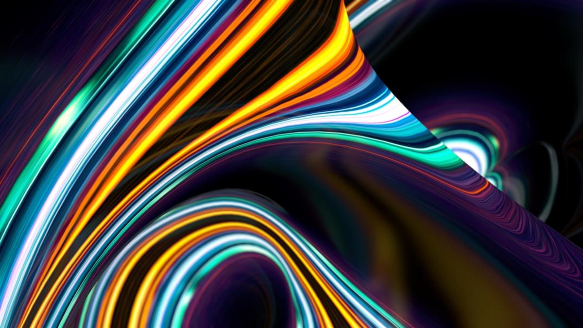 Inside me by the Russioan artist Dimitry Zakharov. Flows of colours shaped like an organic trumpet. Used with permission from Ars Electronica.