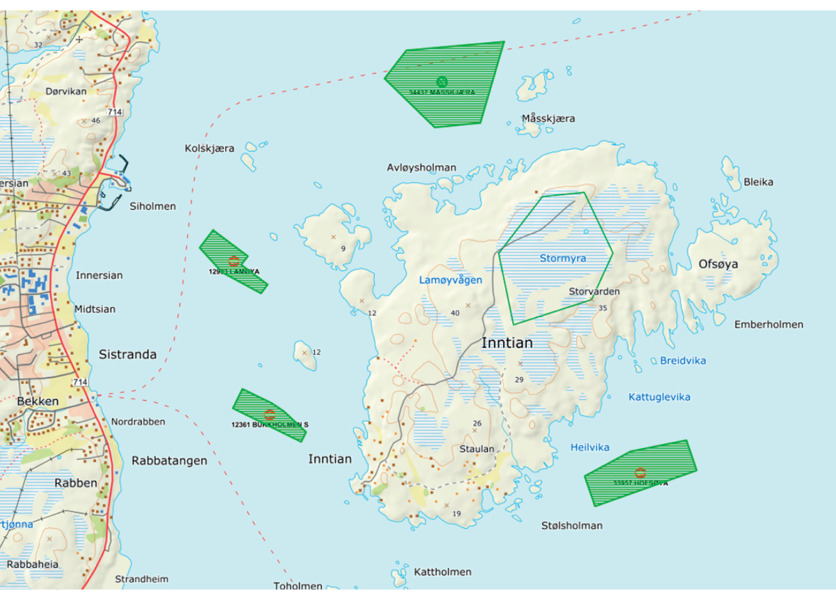 Figur 8.2 Eksempel på arealbeslag ved havbruksvirksomhet
