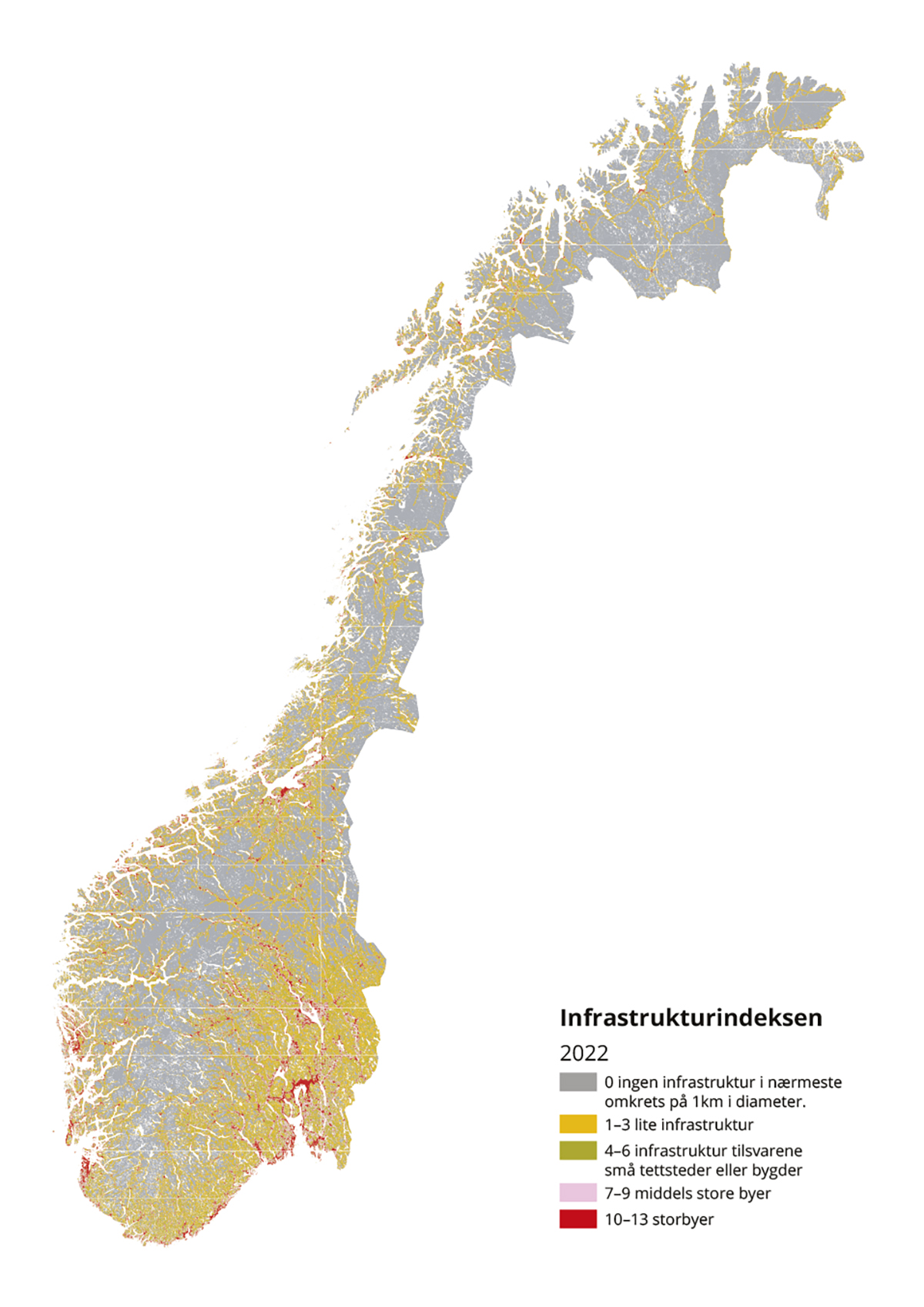 Figur 6.3 Infrastrukturindeks for Norge.