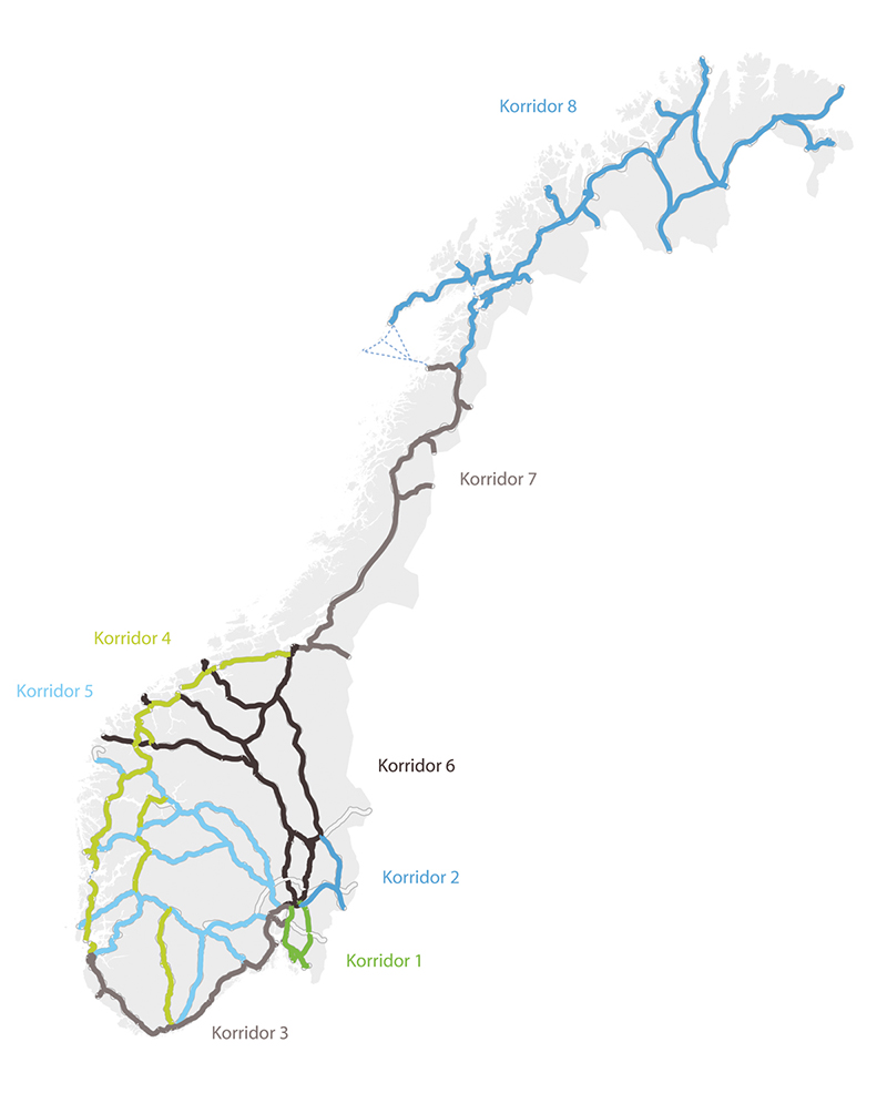 Figur 6.4 Transportkorridorene for riksveinettet
