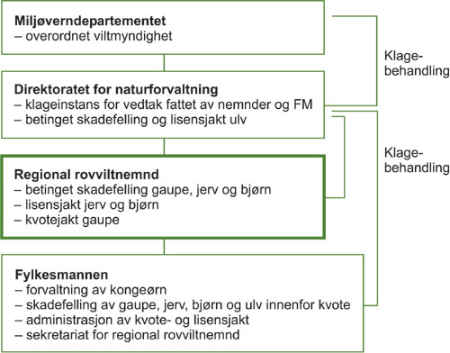 Figur 6.2 Skisse til ny organisering av ansvar ved felling og jakt på rovvilt.