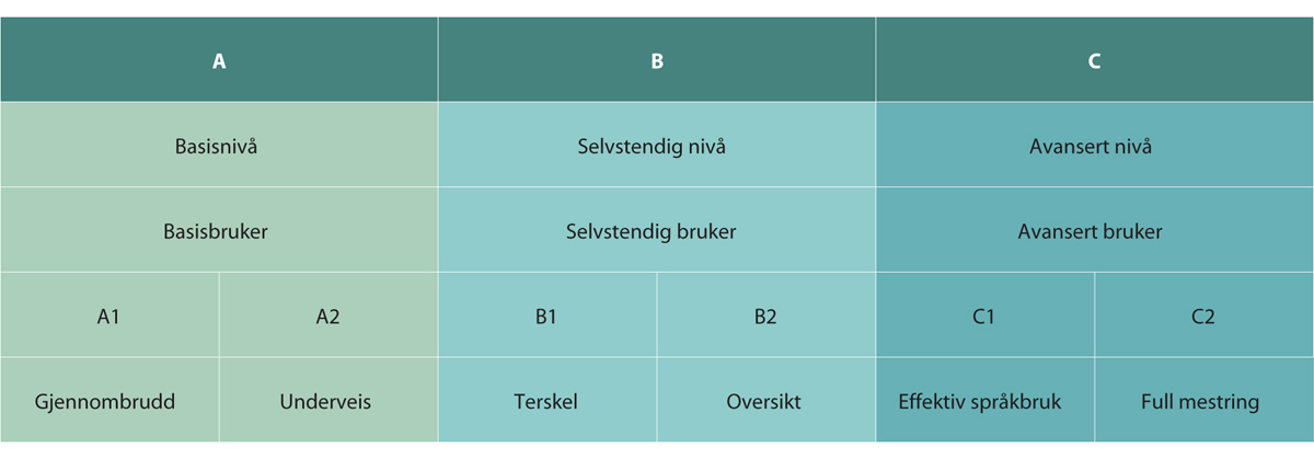 Figur 4.8 Felles europeisk rammeverk. Referanseskalaen.