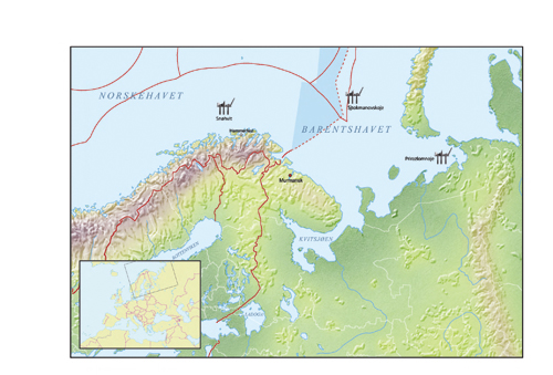 Figur 2.2 Viktige olje- og gassfunn i Barentshavet