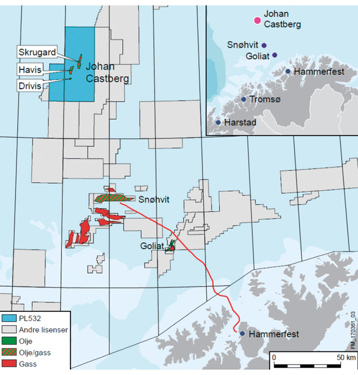 Figur 3.1 Geografisk plassering av Johan Castberg-feltet