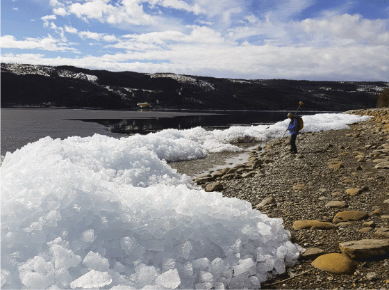 Figure 10.2 Measuring and registration of stones with rock carvings along the shores of Lake Selbusjøen in Trøndelag.