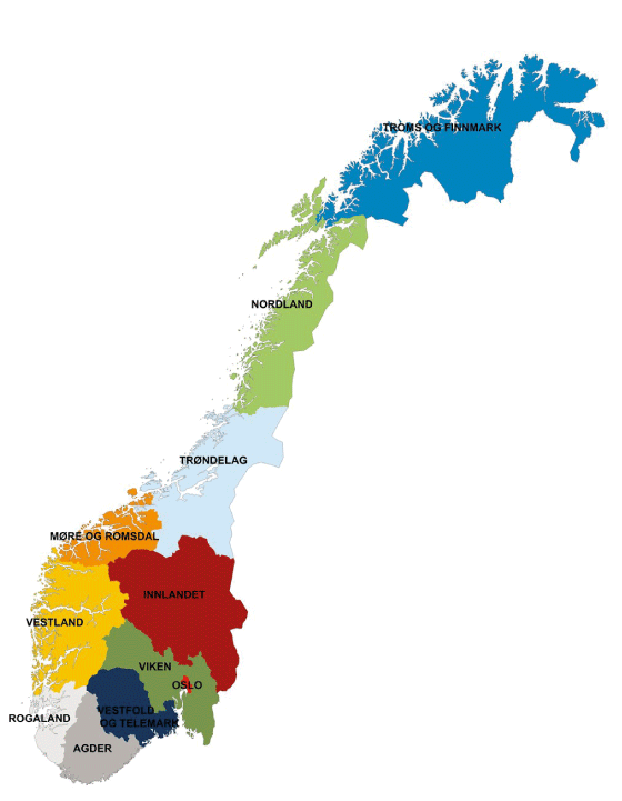 Figur 6.1 Ny fylkesinndeling fra 1. januar 2020.