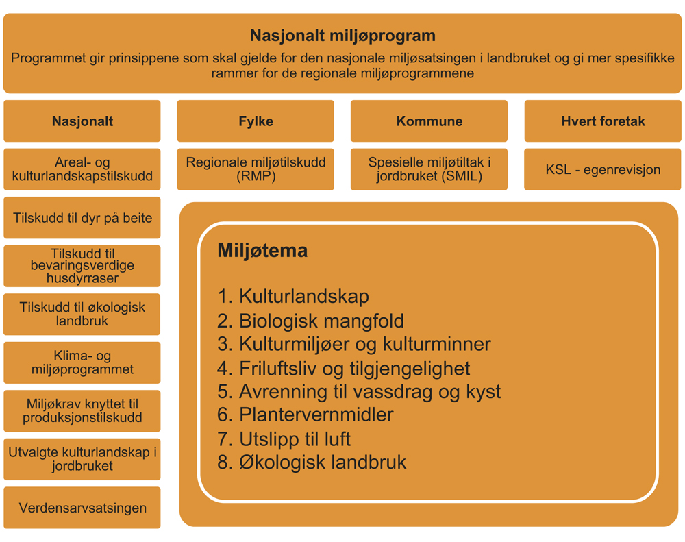 Figur 12.1 Miljøtema og virkemidler i nasjonalt miljøprogram
