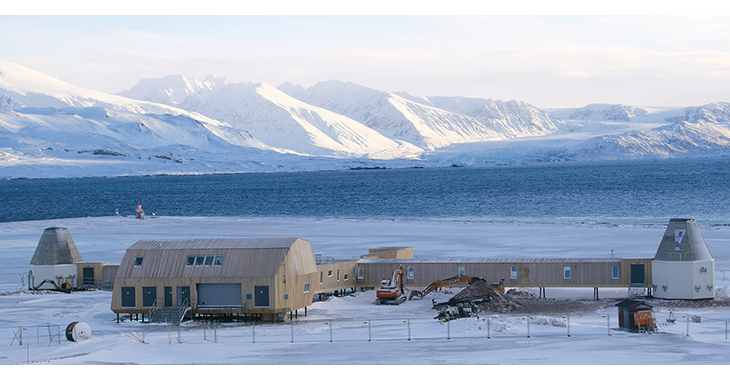 Figur 8.1 Kartverkets nye geodetiske jordobservatorium i Ny-Ålesund. Observatoriet skal stå klart i 2018.