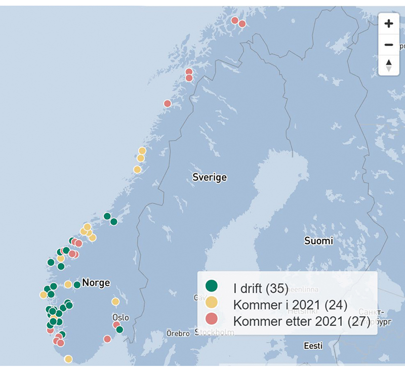 Figur 3.7 Elektriske bilferger i Norge.