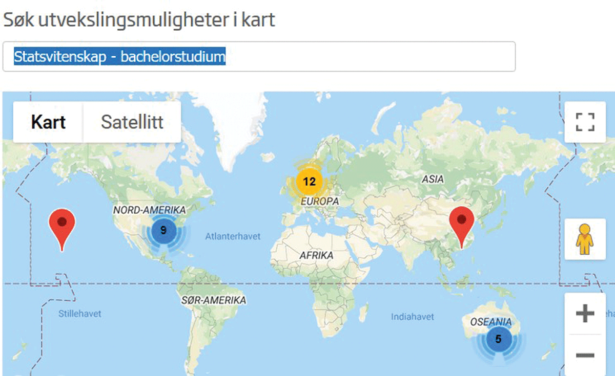 Figure 4.2 Examples from the University of Stavanger’s map solution