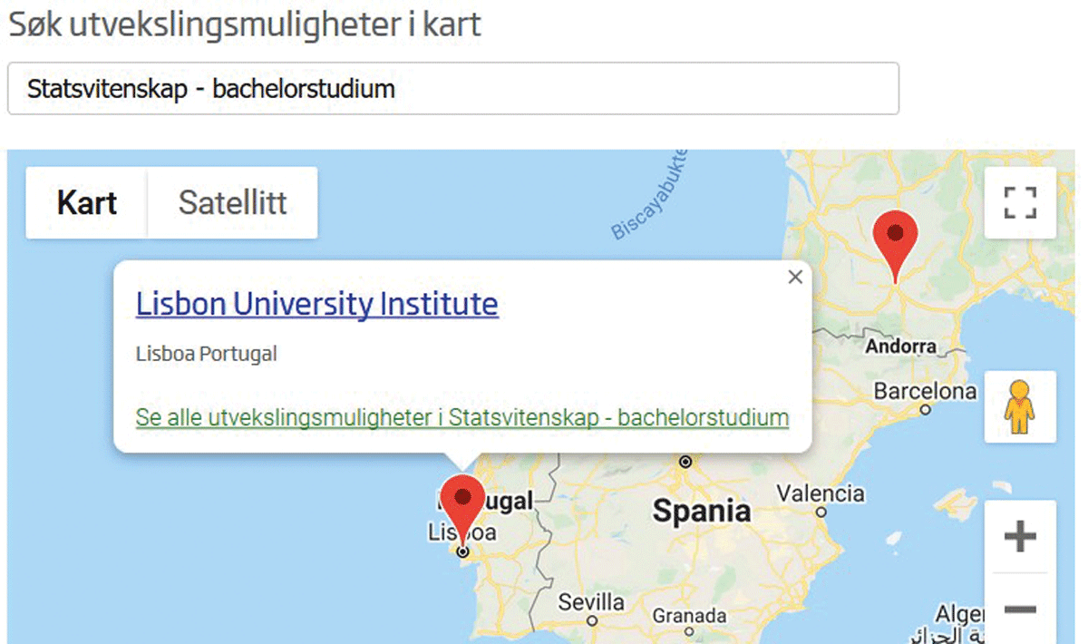 Figure 4.3 Examples from the University of Stavanger’s map solution