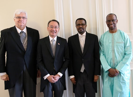 From left: Ambassador of Canada, H.E. Mr Patrick Parisot, Ambassador of Singapore, H.E. Mr Wah Yeow Tan, Ambassador of Ethiopia, H.E. Mr Deriba Kuma Heiy, Ambassador of Guinea, H.E. Mr Mamadou Siradiou Diallo.