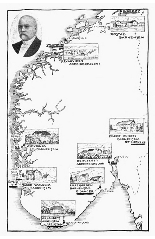Figur 4.1 Oversikt over Misjonens institusjoner. Bilde hentet fra Lyngstad 1947.