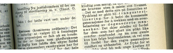 Figur 4.2 Faksimile fra odelstingsdebatt i 1934 om steriliseringsloven.