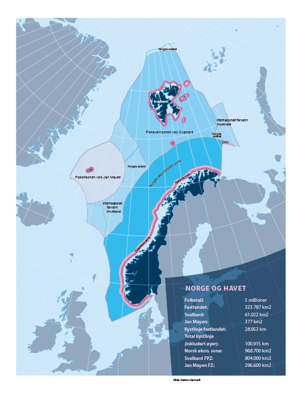 Figur 1.3 Norges havområder.