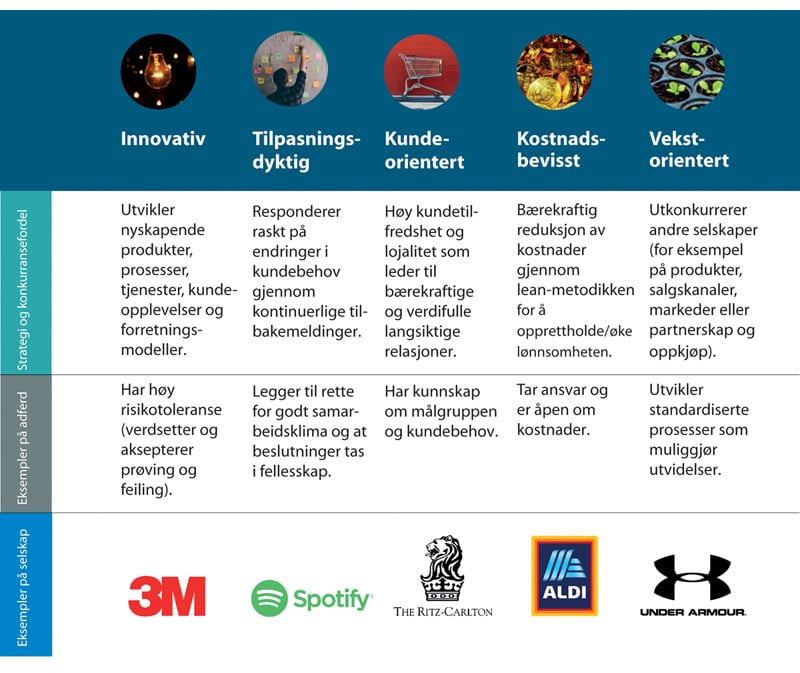 Figur 10.4 Ulike kulturer som støtter selskapets strategi.
